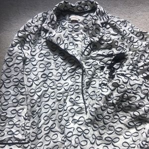 Kate Spade flannel bow cream and black pajamas.